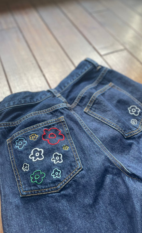 刺繍カーブデニム